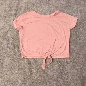 pink front knot crop top from ROMWE
